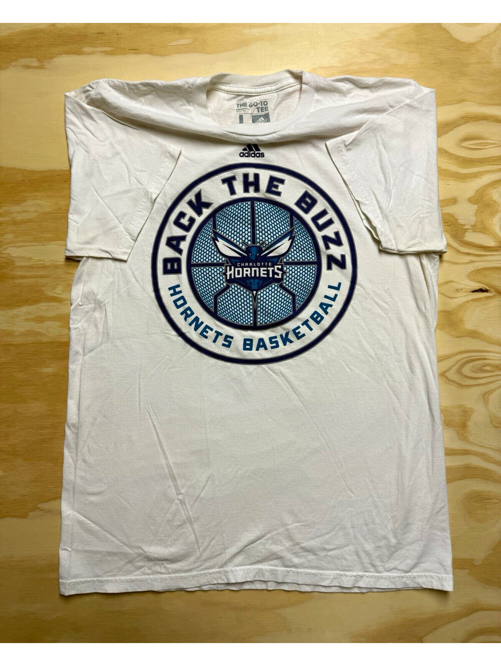 adidas Charlotte Hornets Back The Buzz The Go-To Tee White/Blue Shirt L